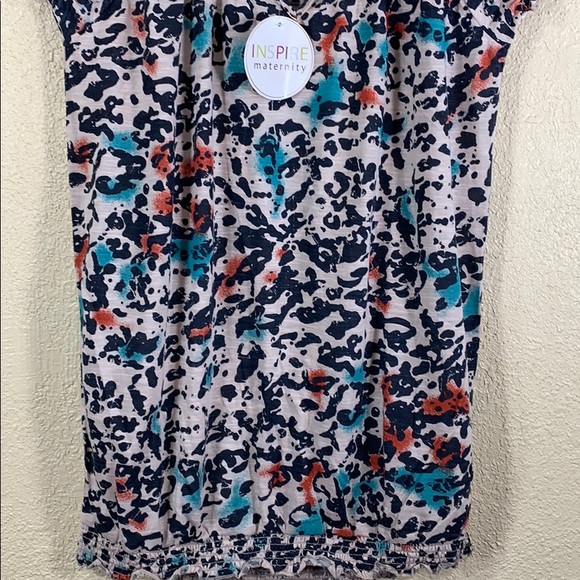Maternity Top Blouse Inspire Black Tan S NWT Stretchy Pullover Animal Print - Picture 2 of 8